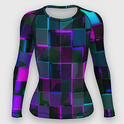 Рашгард женский Неоновые линии и кубы, цвет: 3D-принт