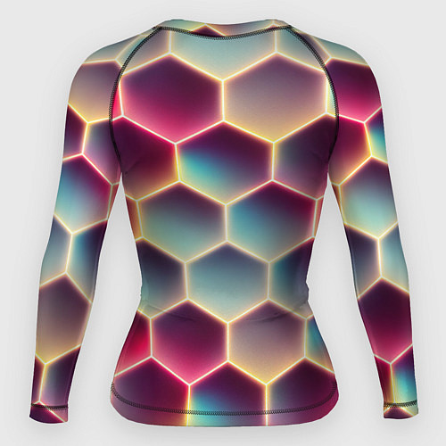 Женский рашгард Неоновый гексагон / 3D-принт – фото 2