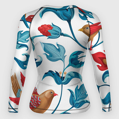 Женский рашгард Узоры и птицы / 3D-принт – фото 2