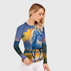 Рашгард женский Белая лошадь на рассвете, цвет: 3D-принт — фото 2