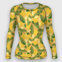 Рашгард женский Летний паттерн с ананасами, цвет: 3D-принт