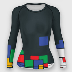 Рашгард женский Падающий блок тетрис, цвет: 3D-принт