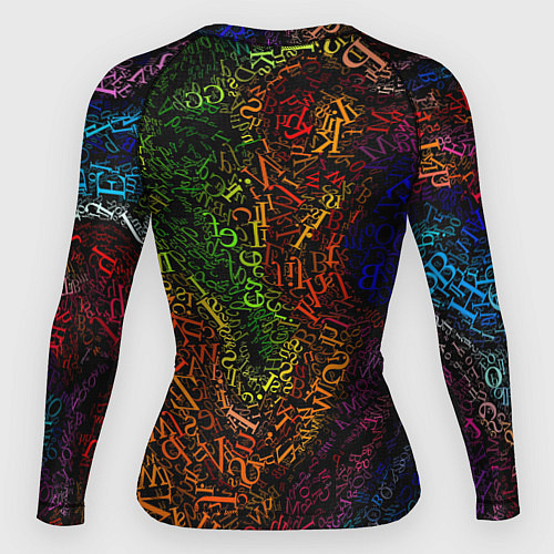 Женский рашгард Разноцветные английские буквы / 3D-принт – фото 2