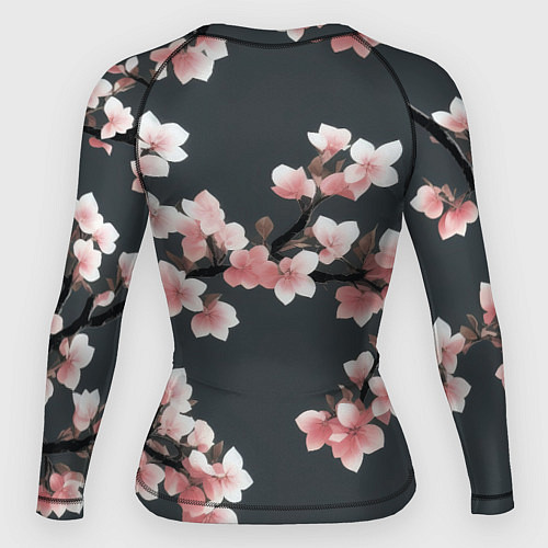 Женский рашгард Цветущее дерево на темном фоне / 3D-принт – фото 2