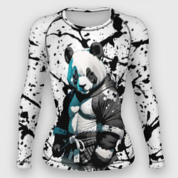 Женский рашгард Panda samurai on the background of blots