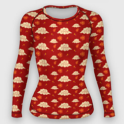 Рашгард женский Облака Сакура Звезды, цвет: 3D-принт