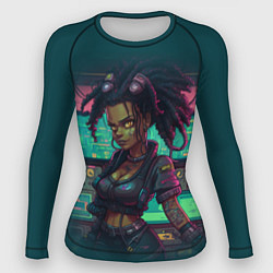 Рашгард женский Киберпанк афро девушка с дредами, цвет: 3D-принт