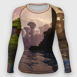 Рашгард женский Minecraft - река в лесу, цвет: 3D-принт