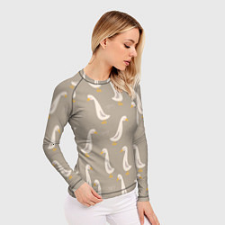 Рашгард женский Утки на травке - бежевый, цвет: 3D-принт — фото 2