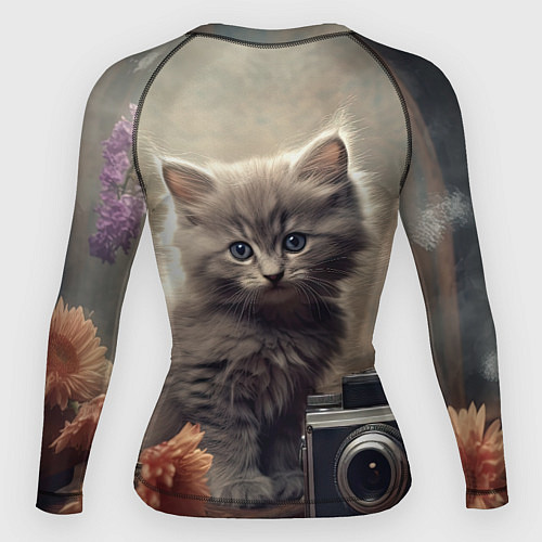 Женский рашгард Серый котенок, винтажное фото / 3D-принт – фото 2