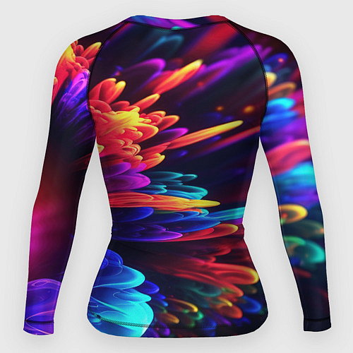 Женский рашгард Неоновая абстракция в виде цветов / 3D-принт – фото 2