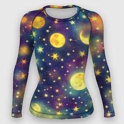 Рашгард женский Космос, Луна и Солнце, цвет: 3D-принт