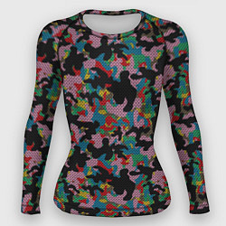 Рашгард женский Модный разноцветный камуфляж, цвет: 3D-принт