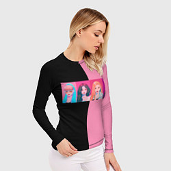 Рашгард женский Группа Black pink на черно-розовом фоне, цвет: 3D-принт — фото 2