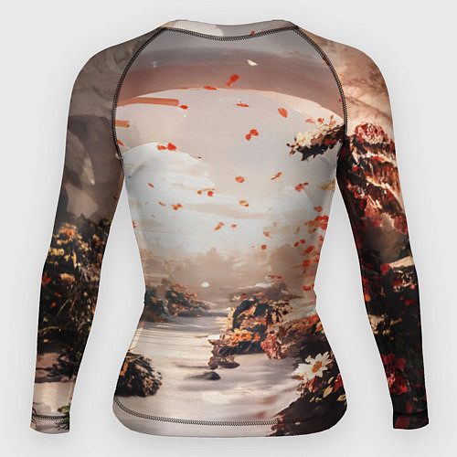 Женский рашгард Японская девушка при закате солнца / 3D-принт – фото 2