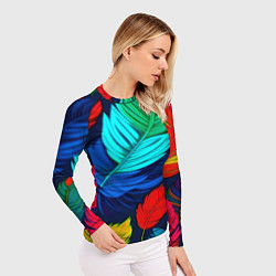Рашгард женский Яркие перья, цвет: 3D-принт — фото 2