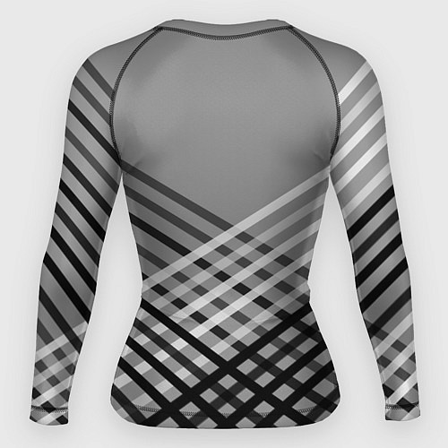 Женский рашгард Косые черно-белые полосы на сером / 3D-принт – фото 2