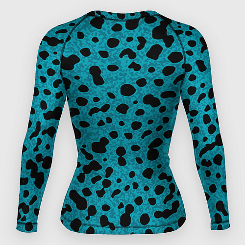 Женский рашгард Пятнистый паттерн чёрно-голубой / 3D-принт – фото 2