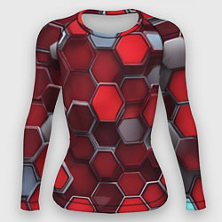 Женский рашгард Cyber hexagon red