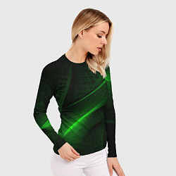 Рашгард женский Green neon lines, цвет: 3D-принт — фото 2