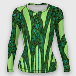 Рашгард женский Зеленый растительный мотив, цвет: 3D-принт