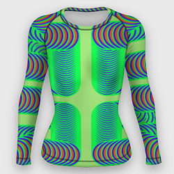 Рашгард женский Дуги на зеленом фоне, цвет: 3D-принт