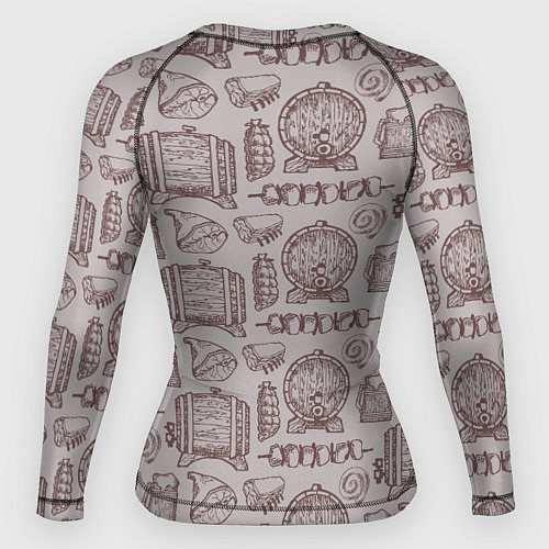 Женский рашгард Паттерн с деревянной кружкой и шашлыком в стиле кр / 3D-принт – фото 2