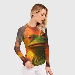 Рашгард женский Пепе в огне, цвет: 3D-принт — фото 2