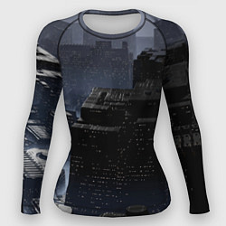 Женский рашгард Тёмный киберпанковый город