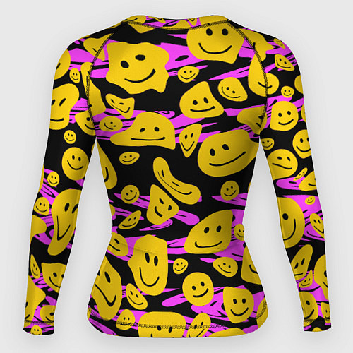 Женский рашгард Растекшийся смайл на пиксельном фоне / 3D-принт – фото 2