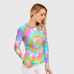 Рашгард женский Tie-Dye кислотный в стиле барби, цвет: 3D-принт — фото 2