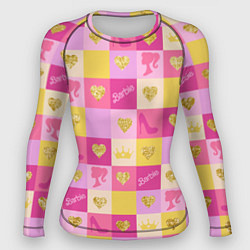 Женский рашгард Барби: желтые и розовые квадраты паттерн
