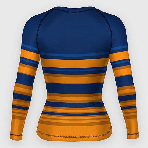 Женский рашгард Желто-синий полосатый узор / 3D-принт – фото 2