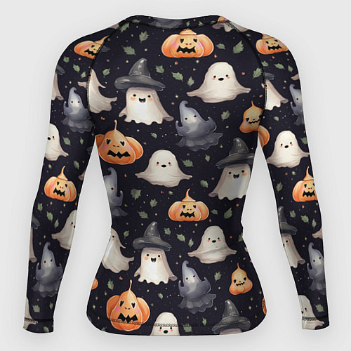 Женский рашгард Милые привидения и хэллуинские тыквы - паттерн / 3D-принт – фото 2