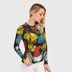 Рашгард женский Узор с рождественскими колокольчиками, цвет: 3D-принт — фото 2