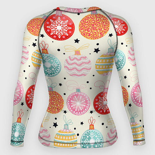 Женский рашгард Разноцветные новогодние шары / 3D-принт – фото 2