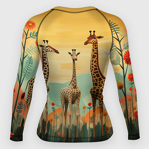 Женский рашгард Три жирафа в стиле фолк-арт / 3D-принт – фото 2