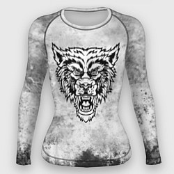 Рашгард женский Texture - разозленный волк, цвет: 3D-принт