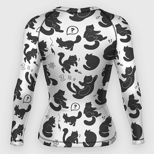Женский рашгард Эмоциональные черно-белые коты / 3D-принт – фото 2