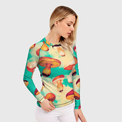 Рашгард женский Грибы в небе паттерн, цвет: 3D-принт — фото 2