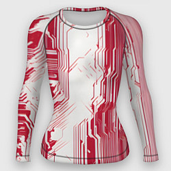 Женский рашгард Красные линии на белом фоне киберпанк