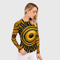 Рашгард женский Желто-черный узор в африканском стиле, цвет: 3D-принт — фото 2