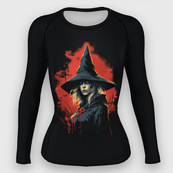 Рашгард женский Ведьма в шляпе кровавый фон, цвет: 3D-принт