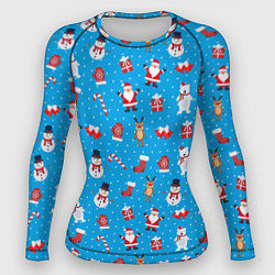 Женский рашгард Новогодний голубой принт