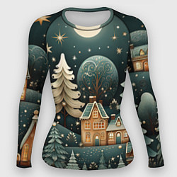 Женский рашгард Снежная деревня в праздничном наряде