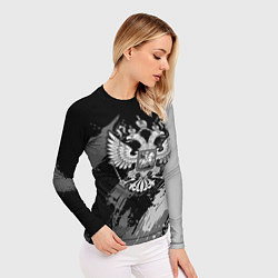 Рашгард женский Россия - серый монохромный, цвет: 3D-принт — фото 2