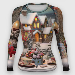 Женский рашгард Объемные новогодние домики