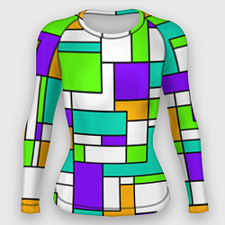 Рашгард женский Геометрический зелёно-фиолетовый, цвет: 3D-принт