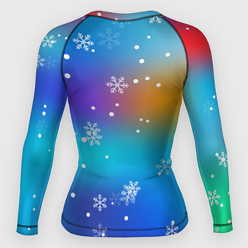 Женский рашгард Новогодний котик и снежинки / 3D-принт – фото 2