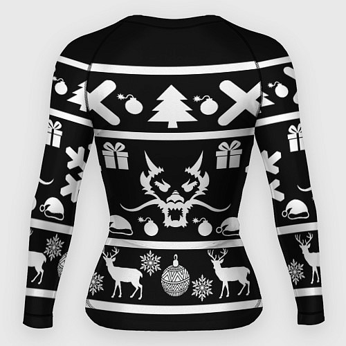 Женский рашгард Новогодняя ёлка олень и дракон / 3D-принт – фото 2